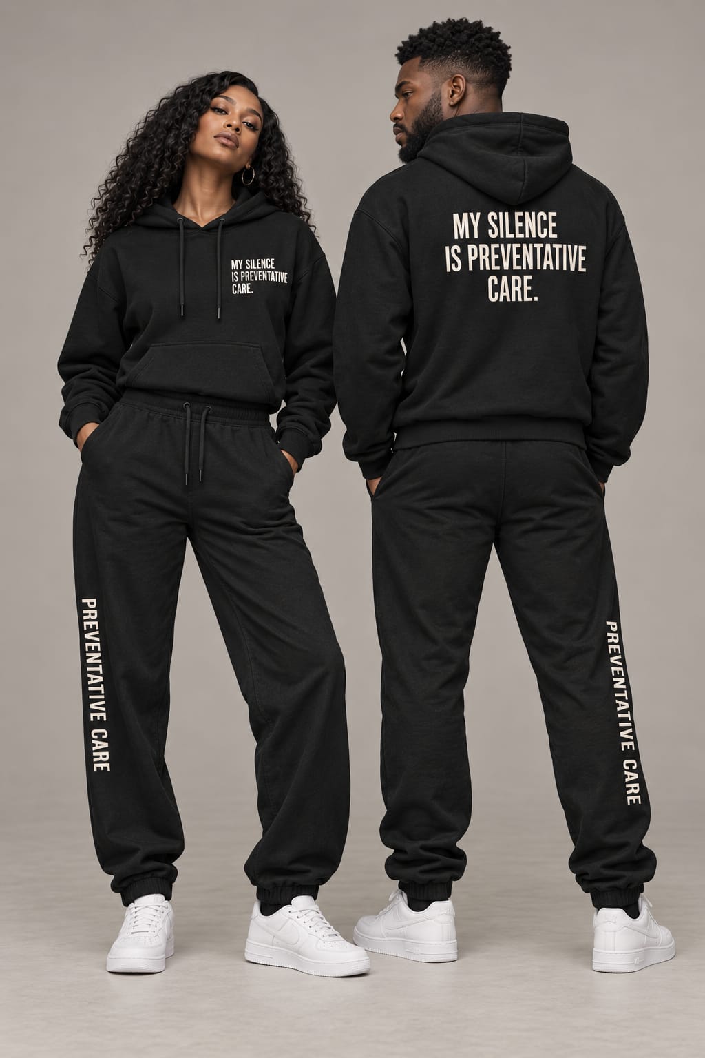 Black hoodie reading My Silence Is Preventative Care